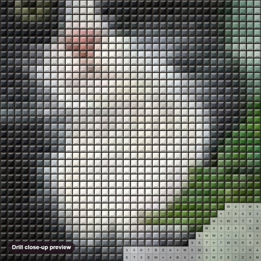 Close-up preview of the Black Cat on Tree diamond painting with square 5D drills and printed canvas symbols
