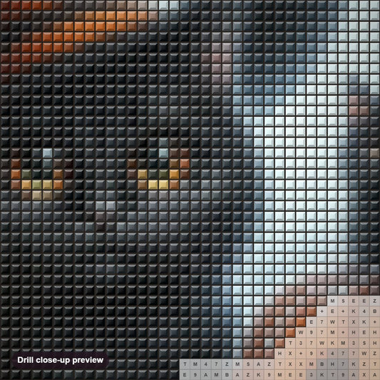Close-up preview of the Black Cat’s Halloween Forest diamond painting with square 5D drills and printed canvas symbols