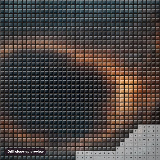 Close-up preview of the Black Hole diamond painting with square 5D drills and printed canvas symbols