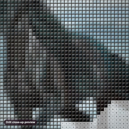 Close-up preview of the Black Horse Running in Water diamond painting with square 5D drills and printed canvas symbols