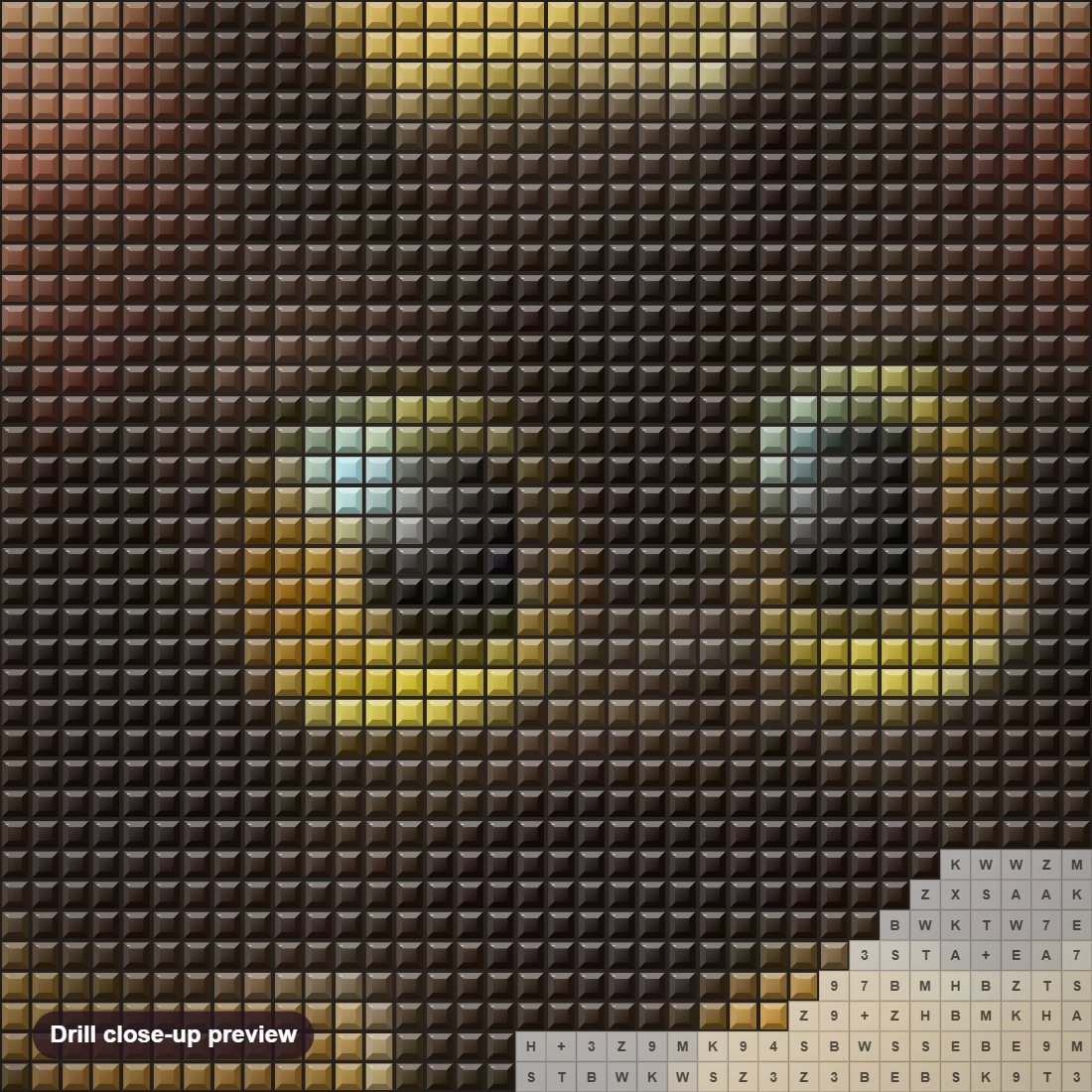 Close-up preview of the Black Kitten diamond painting with square 5D drills and printed canvas symbols