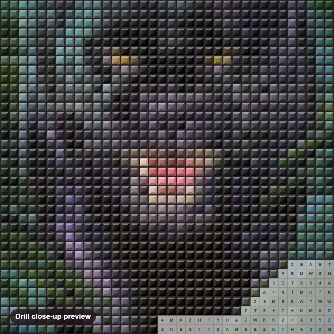 Close-up preview of the Black Panther diamond painting with square 5D drills and printed canvas symbols