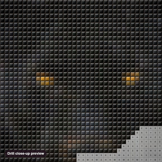 Close-up preview of the Black Panther diamond painting with square 5D drills and printed canvas symbols