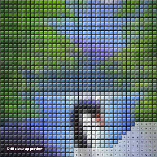 Close-up preview of the Black Swan in Water diamond painting with square 5D drills and printed canvas symbols
