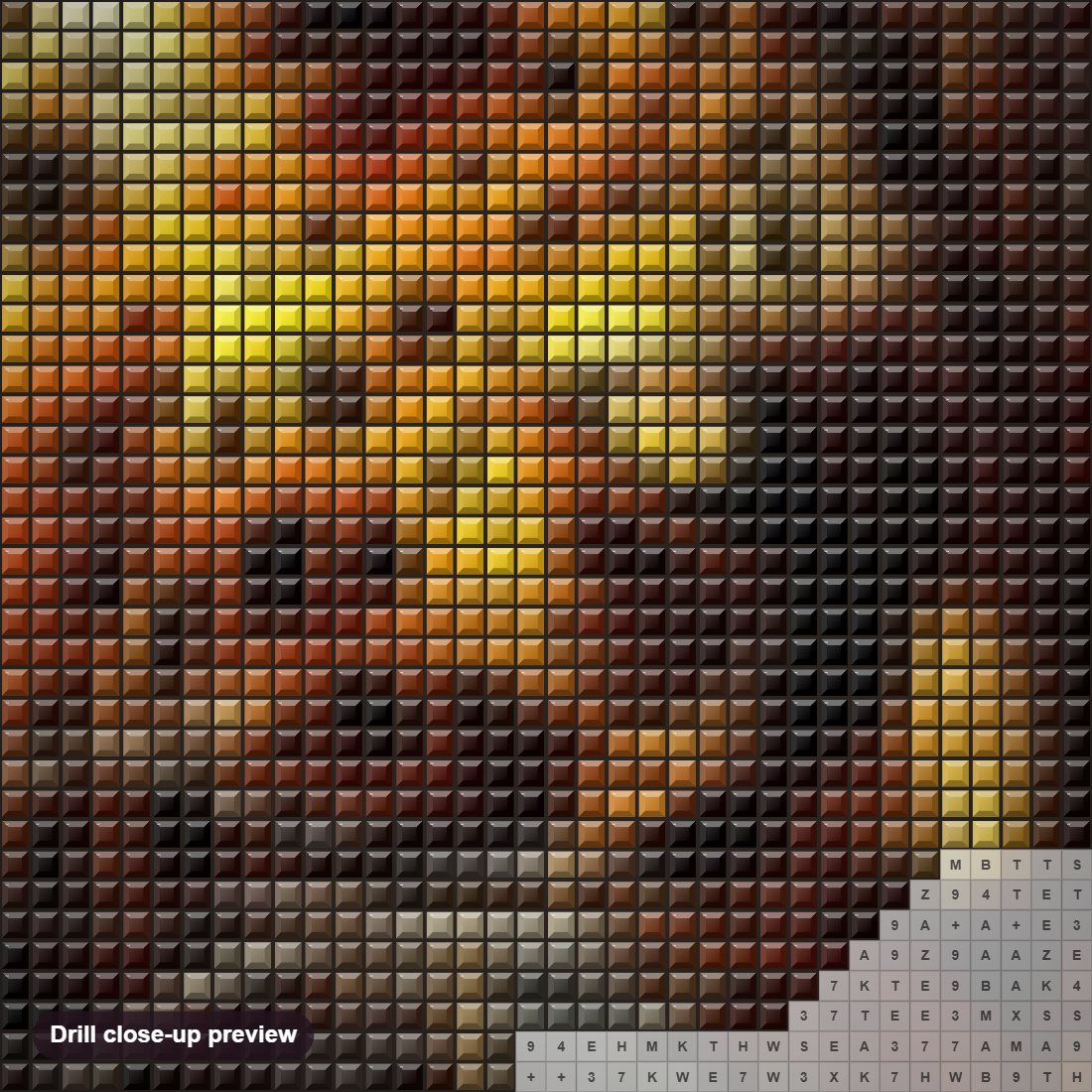 Close-up preview of the Blazing African leopard diamond painting with square 5D drills and printed canvas symbols