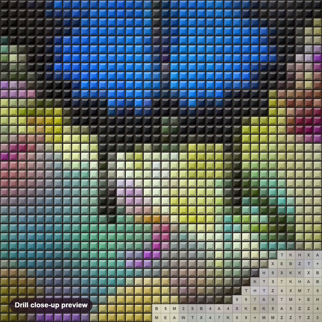 Close-up preview of the Blue Mountain Swallowtail Butterfly diamond painting with square 5D drills and printed canvas symbols