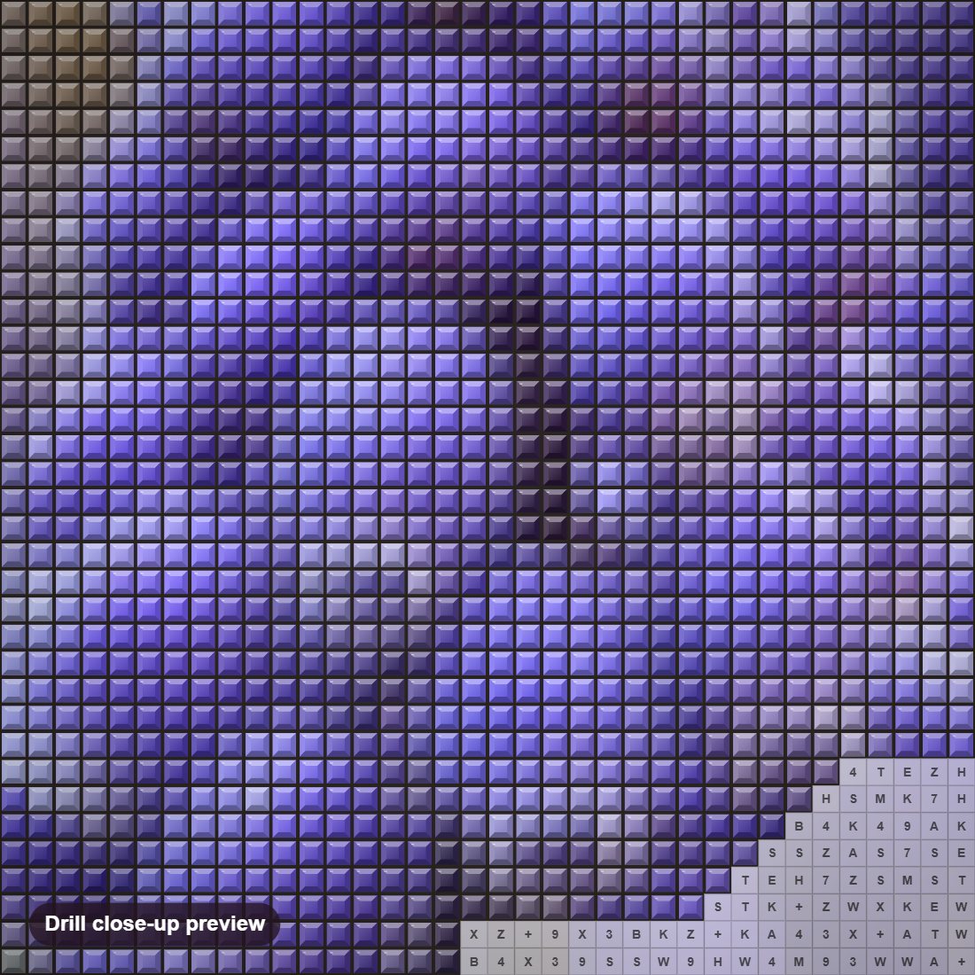 Close-up preview of the Blue Muscari Flowers diamond painting with square 5D drills and printed canvas symbols