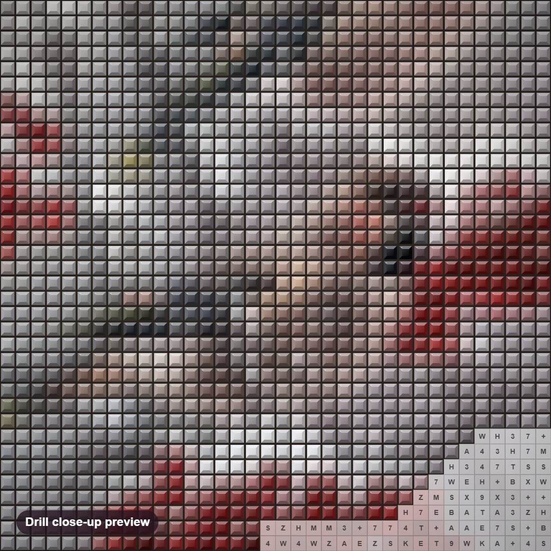 Close-up preview of the Bohemian waxwing diamond painting with square 5D drills and printed canvas symbols