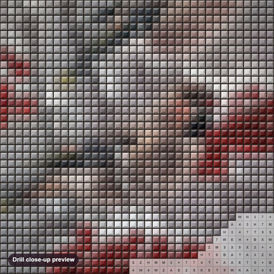 Close-up preview of the Bohemian waxwing diamond painting with square 5D drills and printed canvas symbols