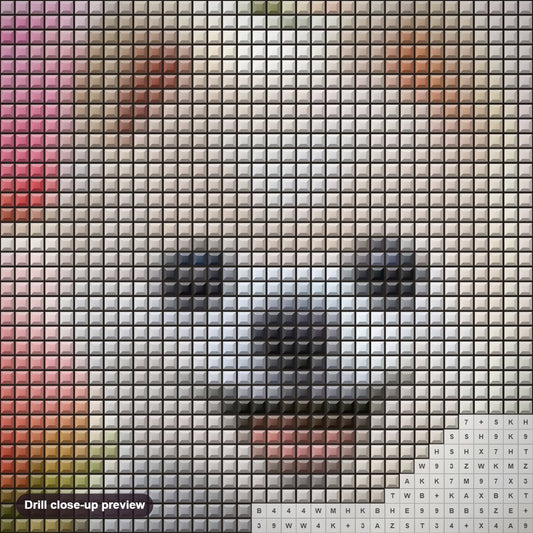 Close-up preview of the Boo in the Basket diamond painting with square 5D drills and printed canvas symbols