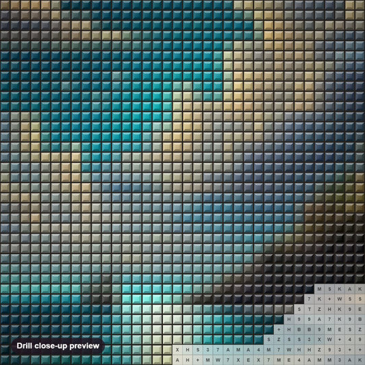 Close-up preview of the Breathtaking Natural Landscapes diamond painting with square 5D drills and printed canvas symbols