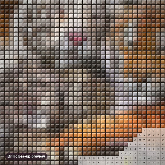 Close-up preview of the Breeds of Big Cats diamond painting with square 5D drills and printed canvas symbols