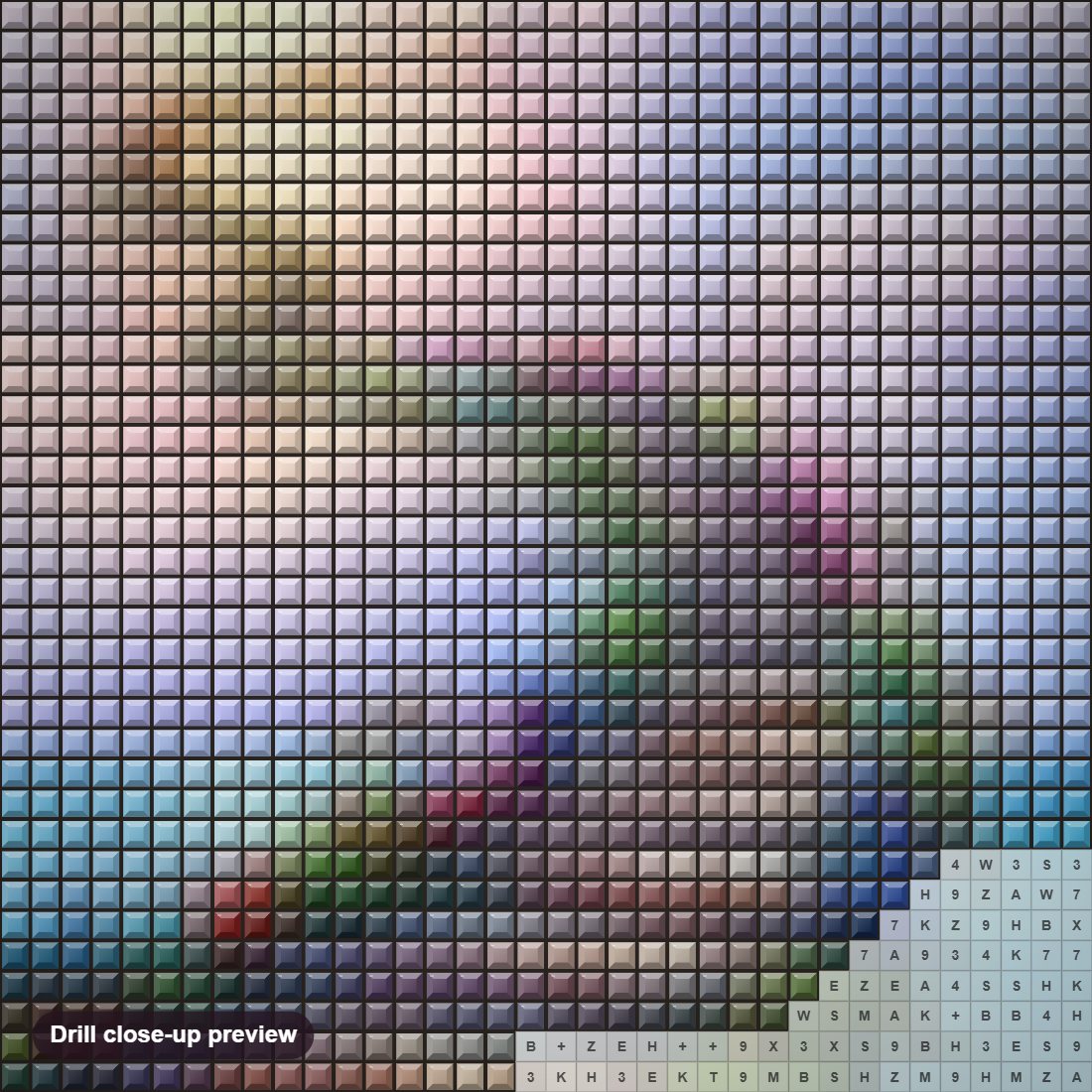 Close-up preview of the Bridge Between Heaven & Earth diamond painting with square 5D drills and printed canvas symbols