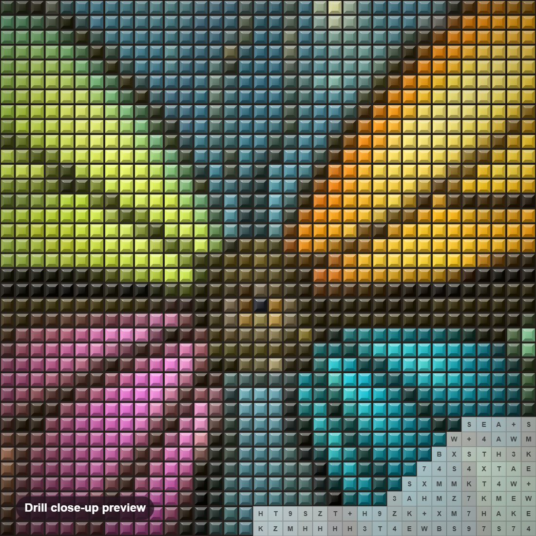 Close-up preview of the Bright Colored Watching Butterfly diamond painting with square 5D drills and printed canvas symbols