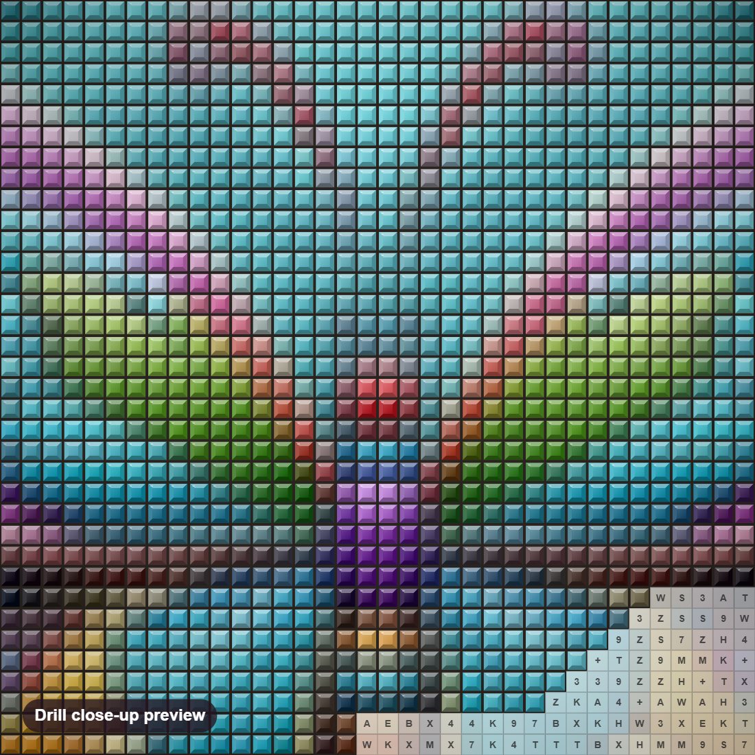 Close-up preview of the Brightly Colored Butterfly & flowers diamond painting with square 5D drills and printed canvas symbols