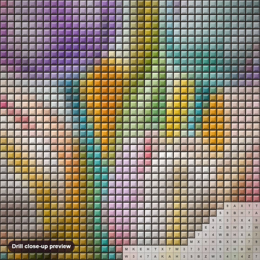 Close-up preview of the Brightly Colored Tulips Bringing Cheer diamond painting with square 5D drills and printed canvas symbols