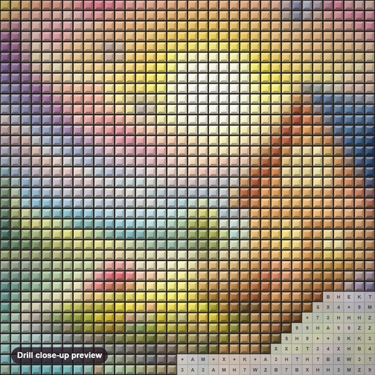 Close-up preview of the Brilliant Colors of Heavenly Nature diamond painting with square 5D drills and printed canvas symbols