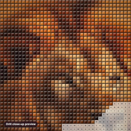 Close-up preview of the Brilliant Lion's Majesty diamond painting with square 5D drills and printed canvas symbols