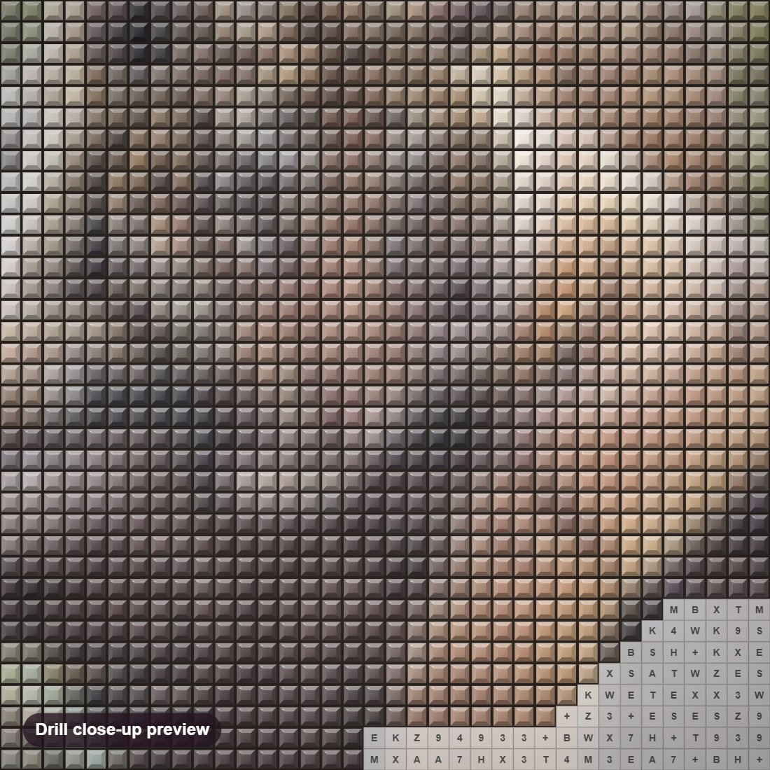 Close-up preview of the Brother diamond painting with square 5D drills and printed canvas symbols