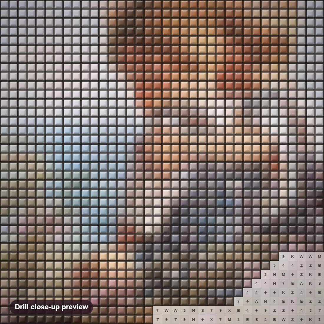 Close-up preview of the Brothers Love diamond painting with square 5D drills and printed canvas symbols