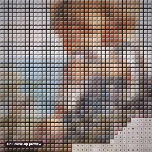 Close-up preview of the Brothers Love diamond painting with square 5D drills and printed canvas symbols