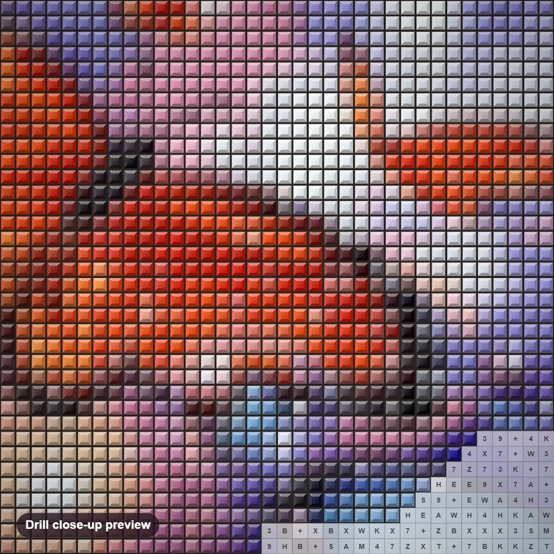 Close-up preview of the Bubbles & Butterflies diamond painting with square 5D drills and printed canvas symbols