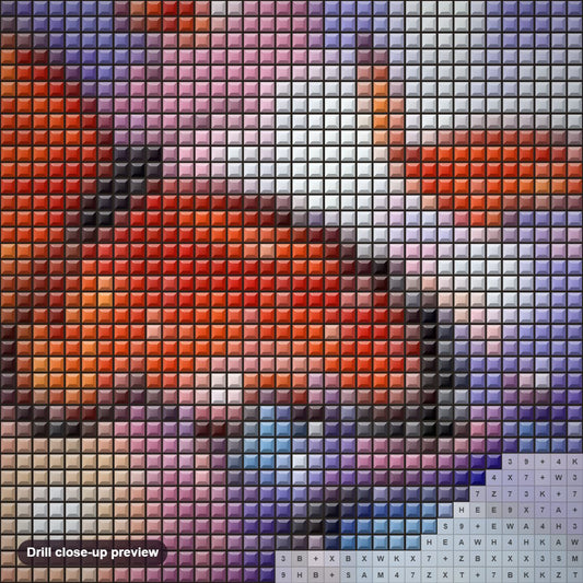 Close-up preview of the Bubbles & Butterflies diamond painting with square 5D drills and printed canvas symbols
