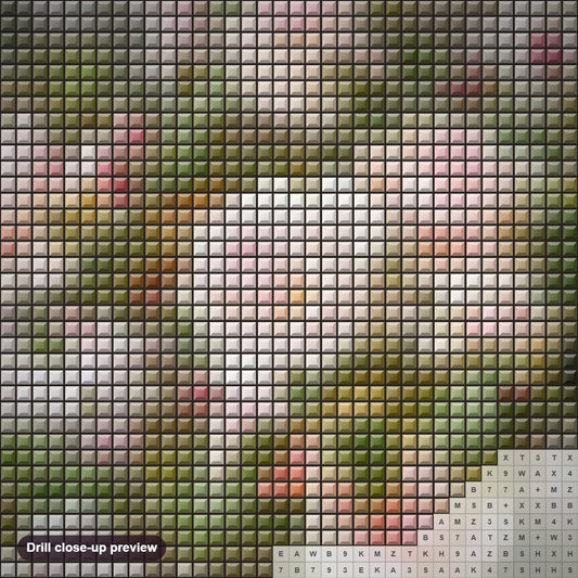 Close-up preview of the Bunch of Roses diamond painting with square 5D drills and printed canvas symbols