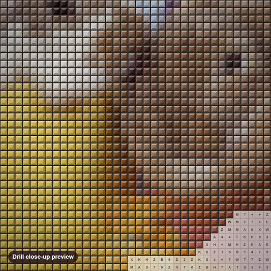 Close-up preview of the Bunnies in Easter Eggs diamond painting with square 5D drills and printed canvas symbols