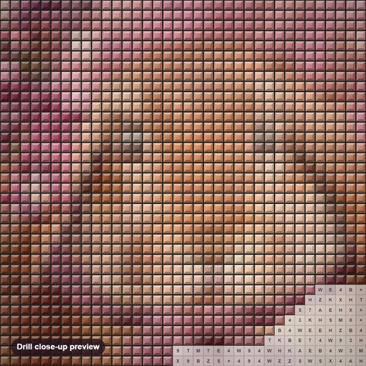 Close-up preview of the Bunny with Floral Hat diamond painting with square 5D drills and printed canvas symbols