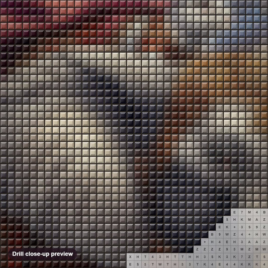 Close-up preview of the Bunny's Grand Adventure diamond painting with square 5D drills and printed canvas symbols