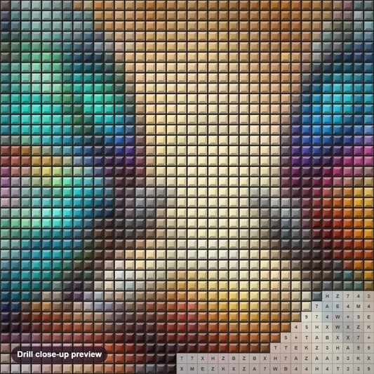 Close-up preview of the Butterflies Amidst the Daisies diamond painting with square 5D drills and printed canvas symbols