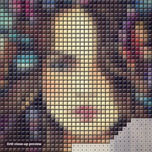Close-up preview of the Butterflies on her Mind diamond painting with square 5D drills and printed canvas symbols
