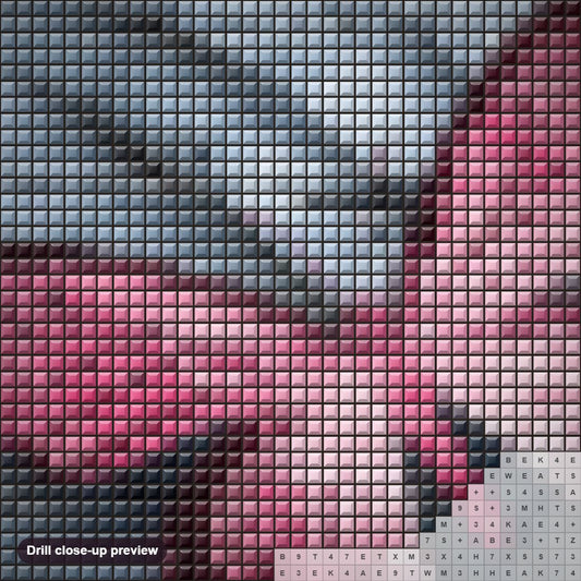 Close-up preview of the Butterfly Artistic diamond painting with square 5D drills and printed canvas symbols