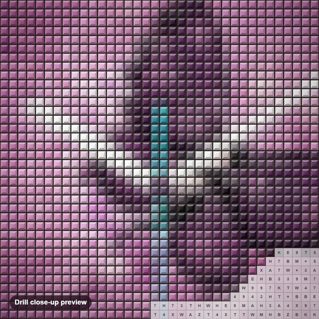 Close-up preview of the Butterfly Clock diamond painting with square 5D drills and printed canvas symbols