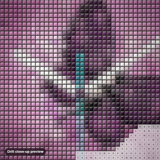 Close-up preview of the Butterfly Clock diamond painting with square 5D drills and printed canvas symbols