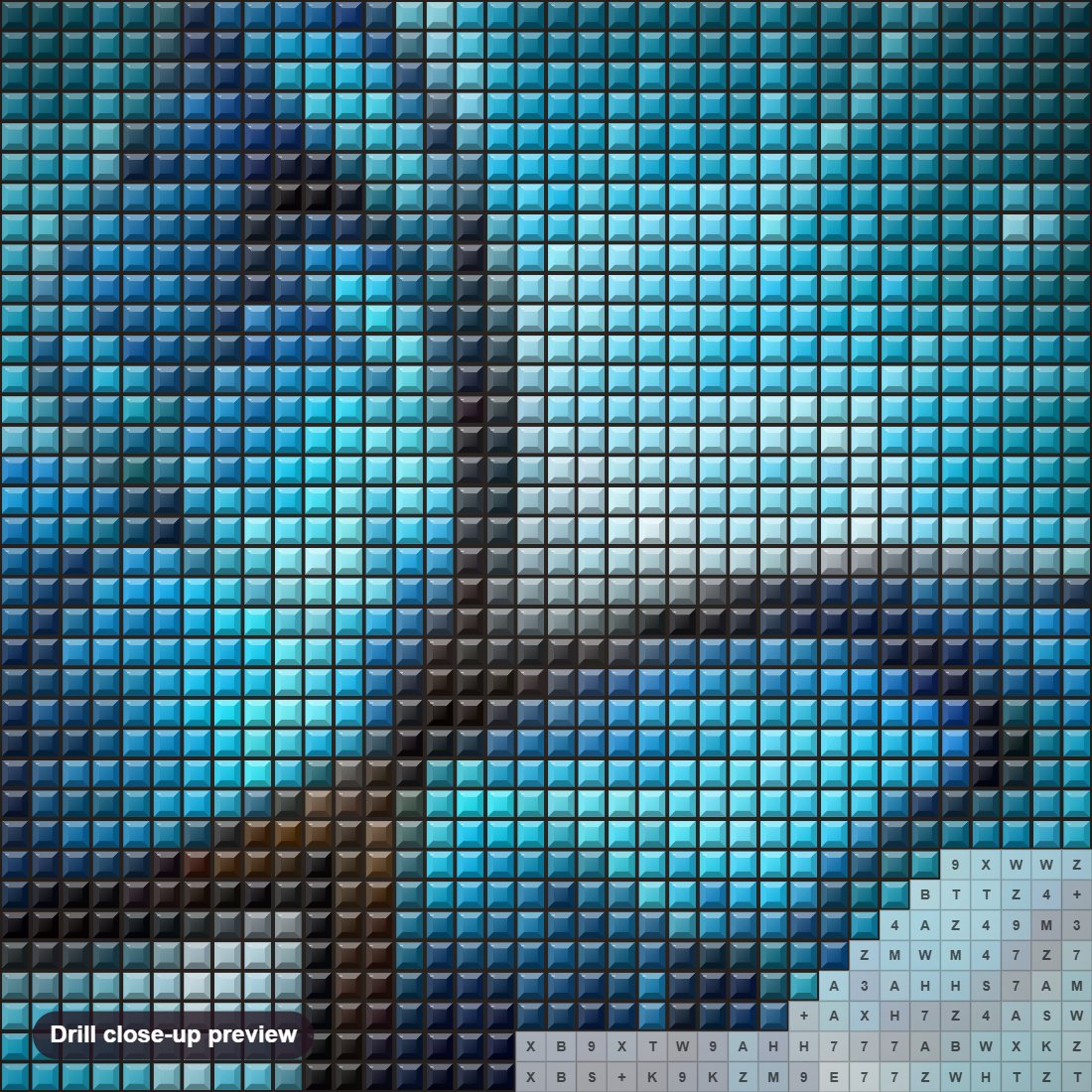 Close-up preview of the Butterfly diamond painting with square 5D drills and printed canvas symbols