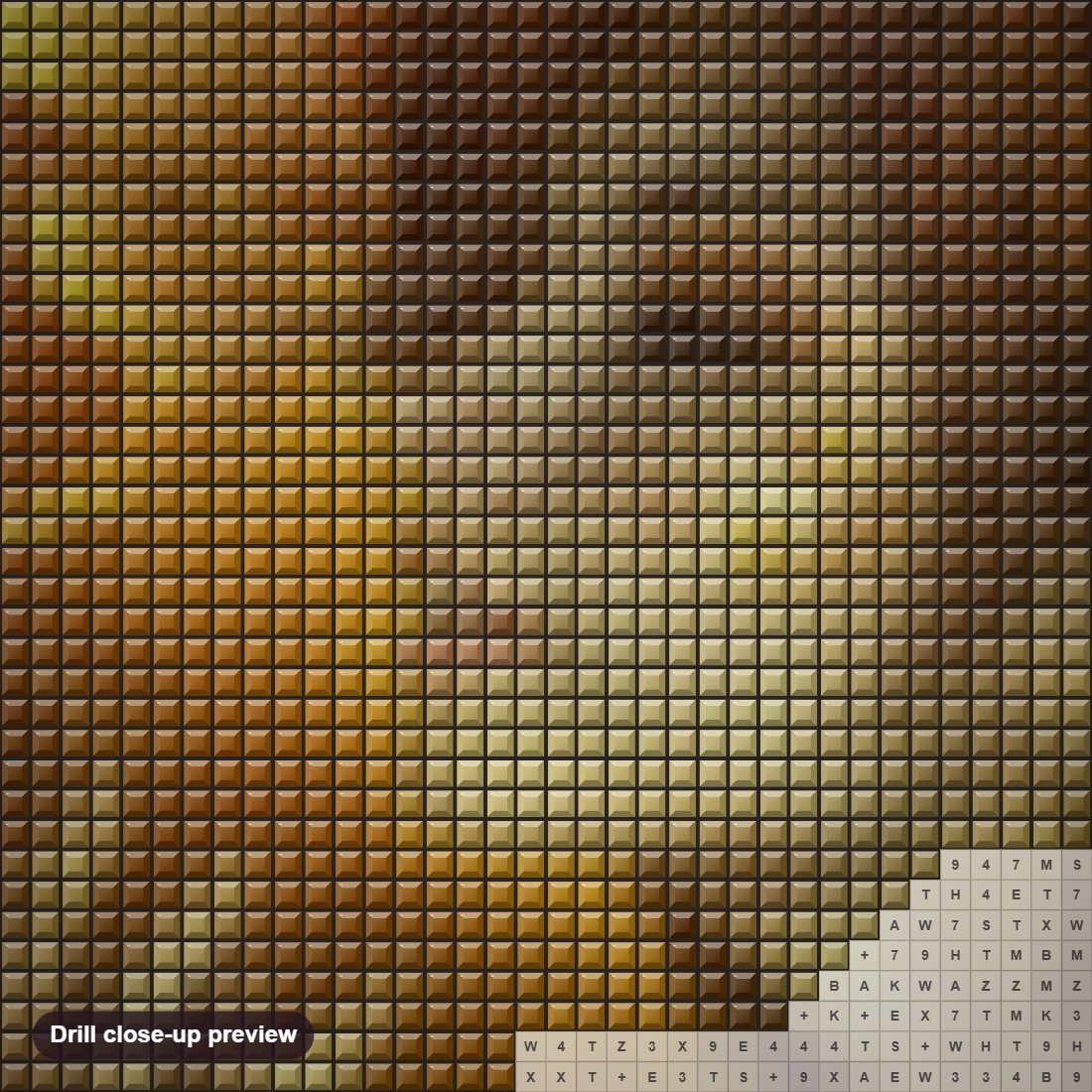 Close-up preview of the Butterfly Girl diamond painting with square 5D drills and printed canvas symbols