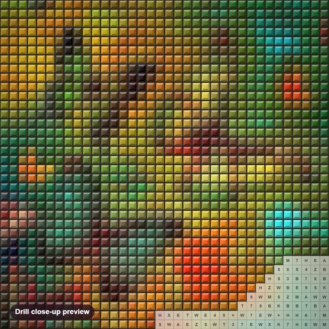 Close-up preview of the Butterfly Kingdom diamond painting with square 5D drills and printed canvas symbols
