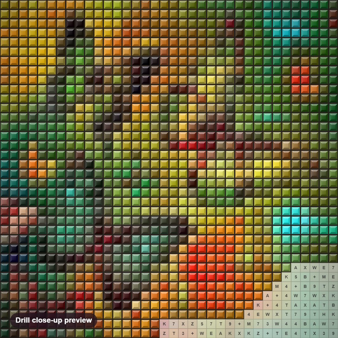 Close-up preview of the Butterfly Kingdom diamond painting with square 5D drills and printed canvas symbols