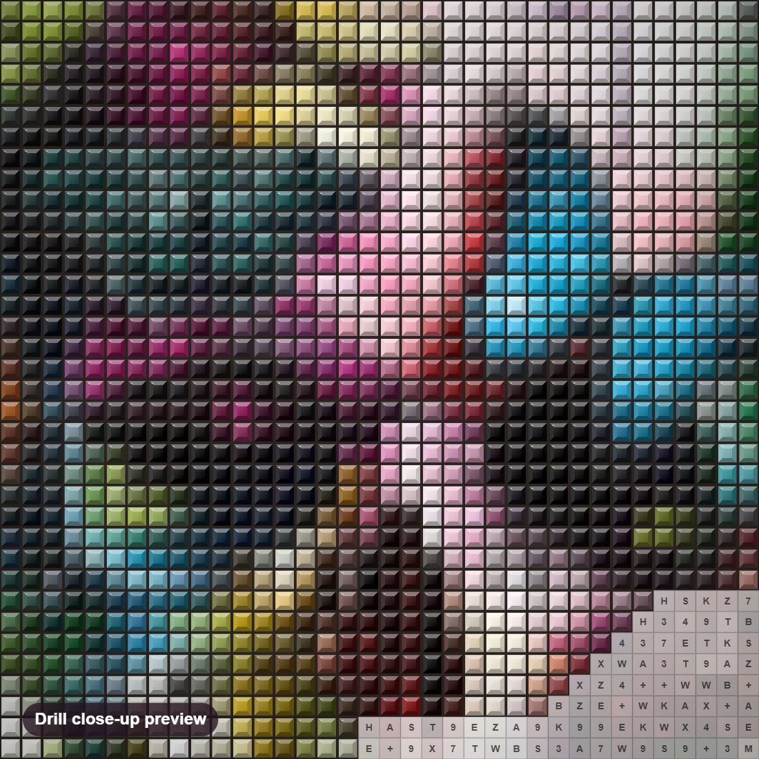 Close-up preview of the Butterfly & Skull Abstract Art diamond painting with square 5D drills and printed canvas symbols