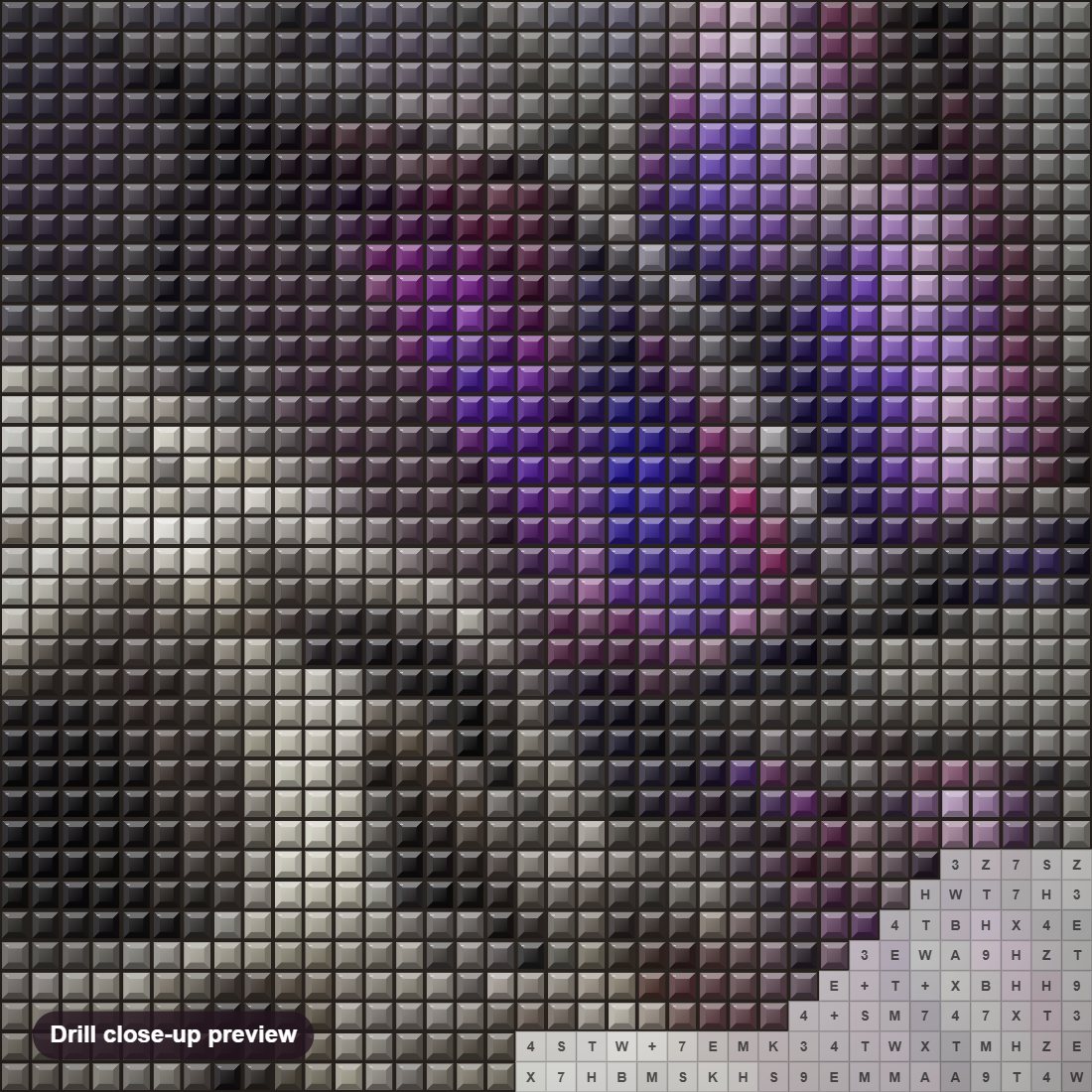 Close-up preview of the Butterfly & Skull diamond painting with square 5D drills and printed canvas symbols