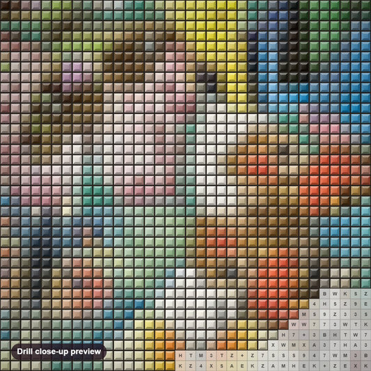 Close-up preview of the Colorful Butterfly Species diamond painting with square 5D drills and printed canvas symbols
