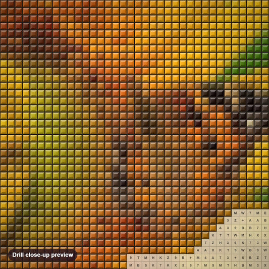 Close-up preview of the Butterfly & Sunflower Close up diamond painting with square 5D drills and printed canvas symbols