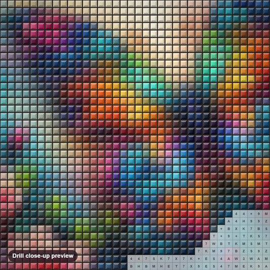 Close-up preview of the Butterfly with Beautiful colours diamond painting with square 5D drills and printed canvas symbols