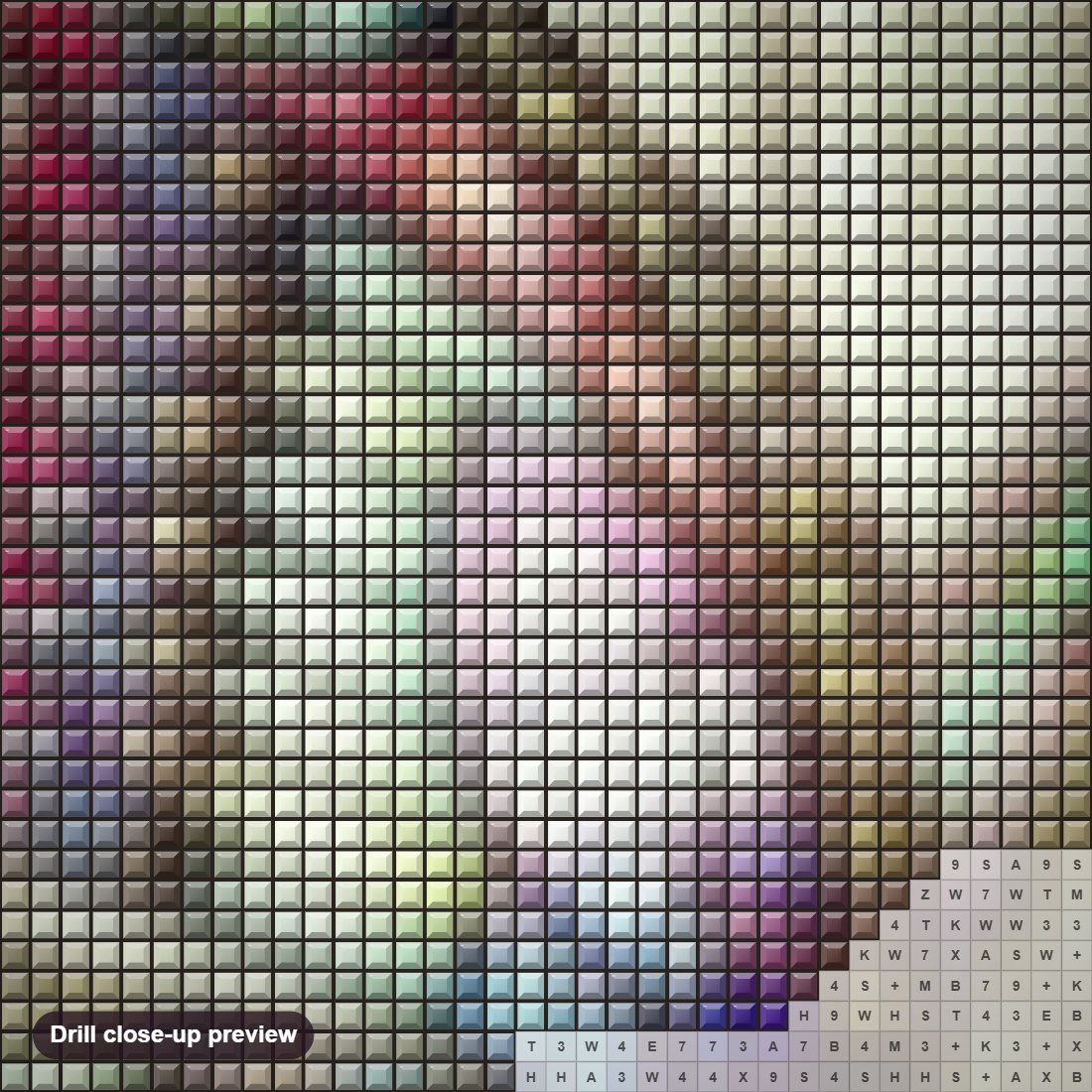 Close-up preview of the Butterfly with Stained Glass Wings diamond painting with square 5D drills and printed canvas symbols