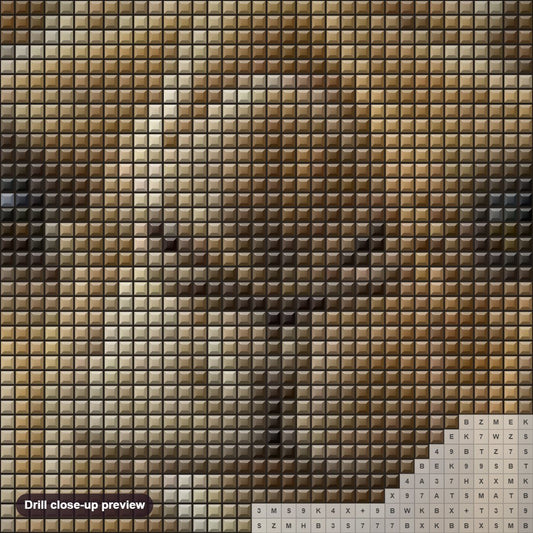 Close-up preview of the Camel diamond painting with square 5D drills and printed canvas symbols