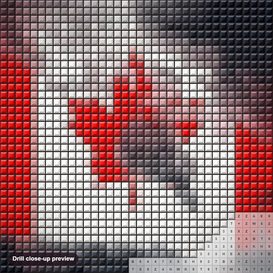 Close-up preview of the Canada Country Map diamond painting with square 5D drills and printed canvas symbols