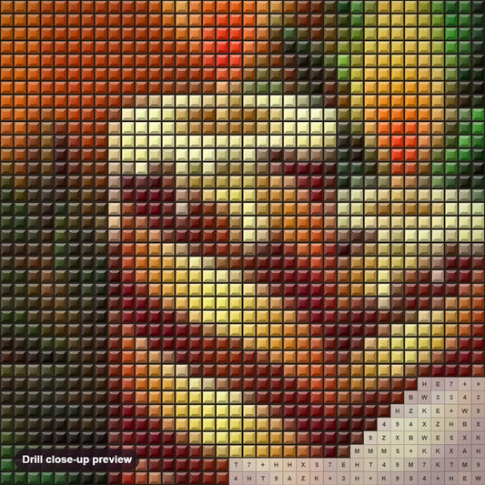 Close-up preview of the Candlelit Christmas Cheer diamond painting with square 5D drills and printed canvas symbols