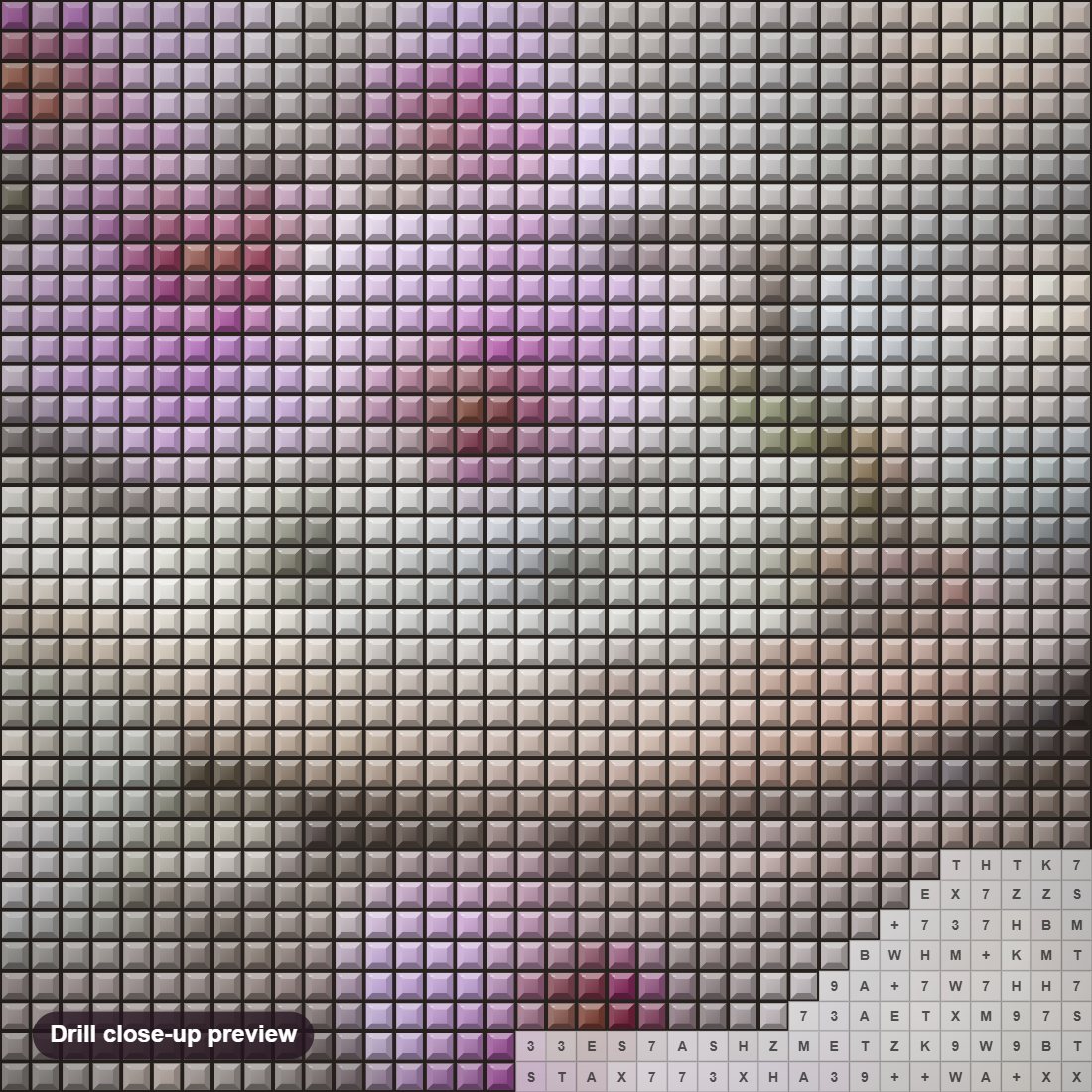 Close-up preview of the Candles & Flowers diamond painting with square 5D drills and printed canvas symbols